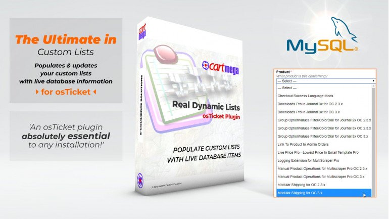 Real Dynamic Lists MySQL for osTicket