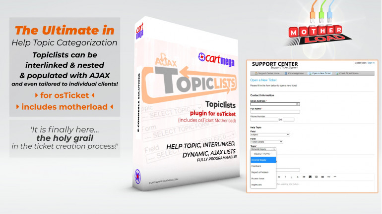 Topiclists for osTicket (Ajax Help Topic Custom Lists)